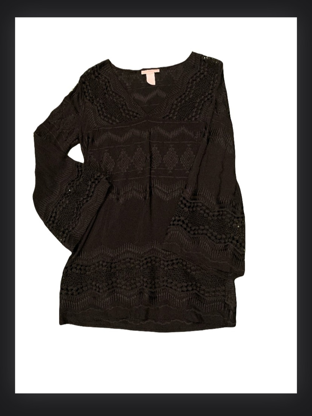 Black bell sleeve mini dress